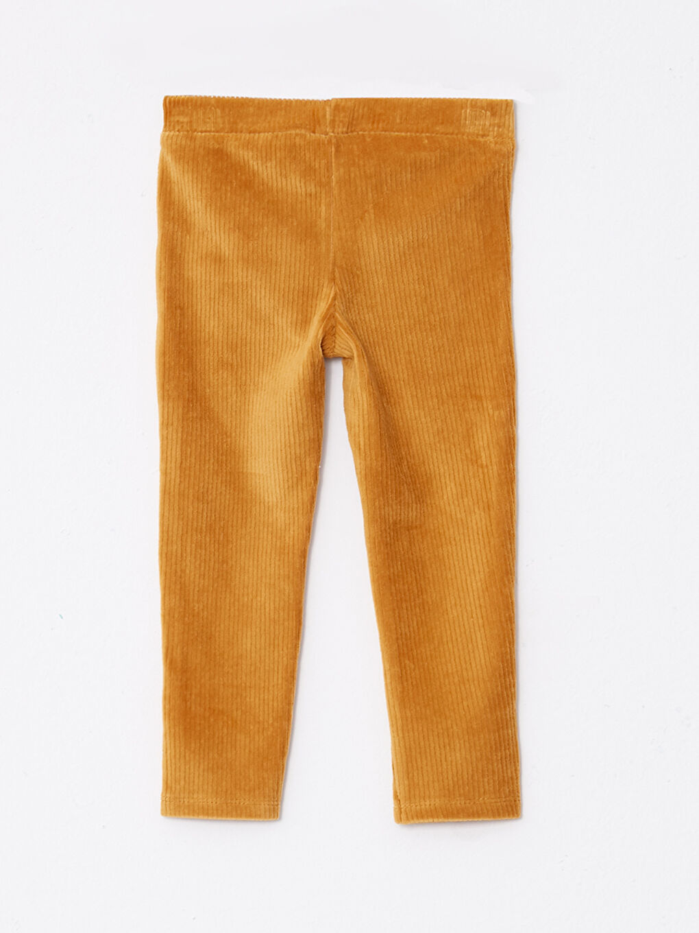 Sarı Beli Lastikli Basic Kız Çocuk Kadife Tayt-1