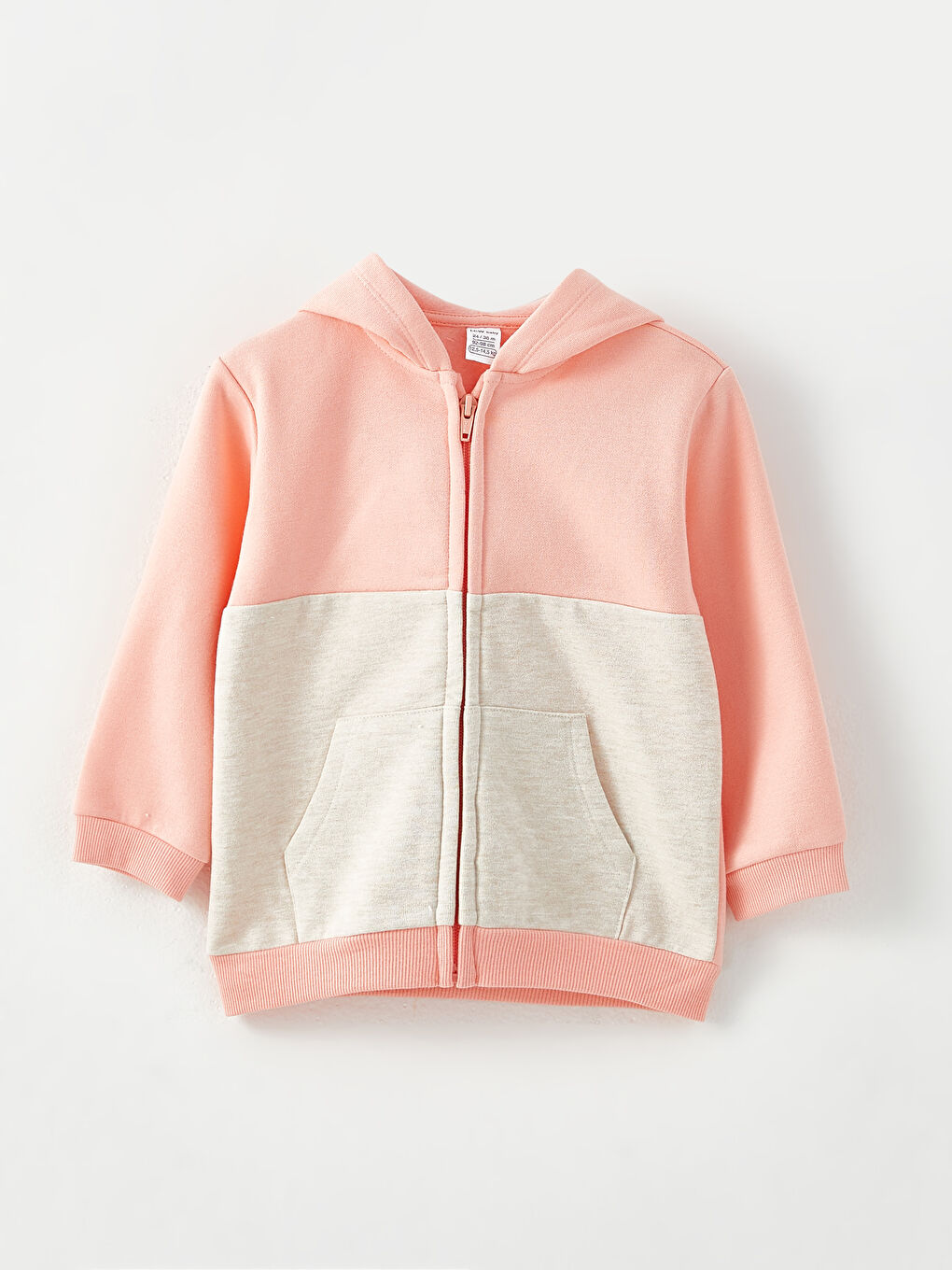 Sweat Zippé À Capuche Manches Longues Bébé Fille avec Bloc de Couleurs