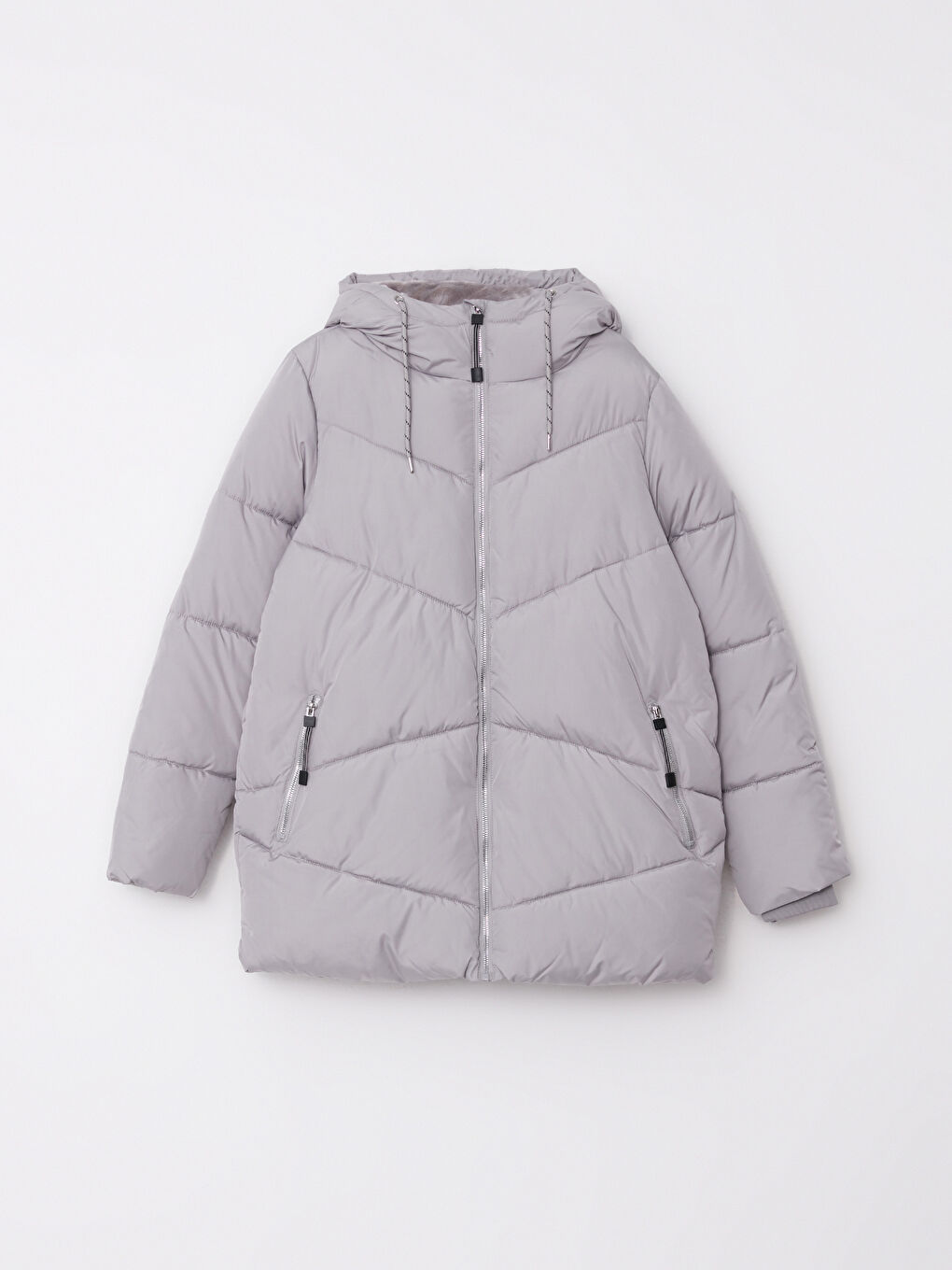 Women's Hooded Plain Puffer Coat-7