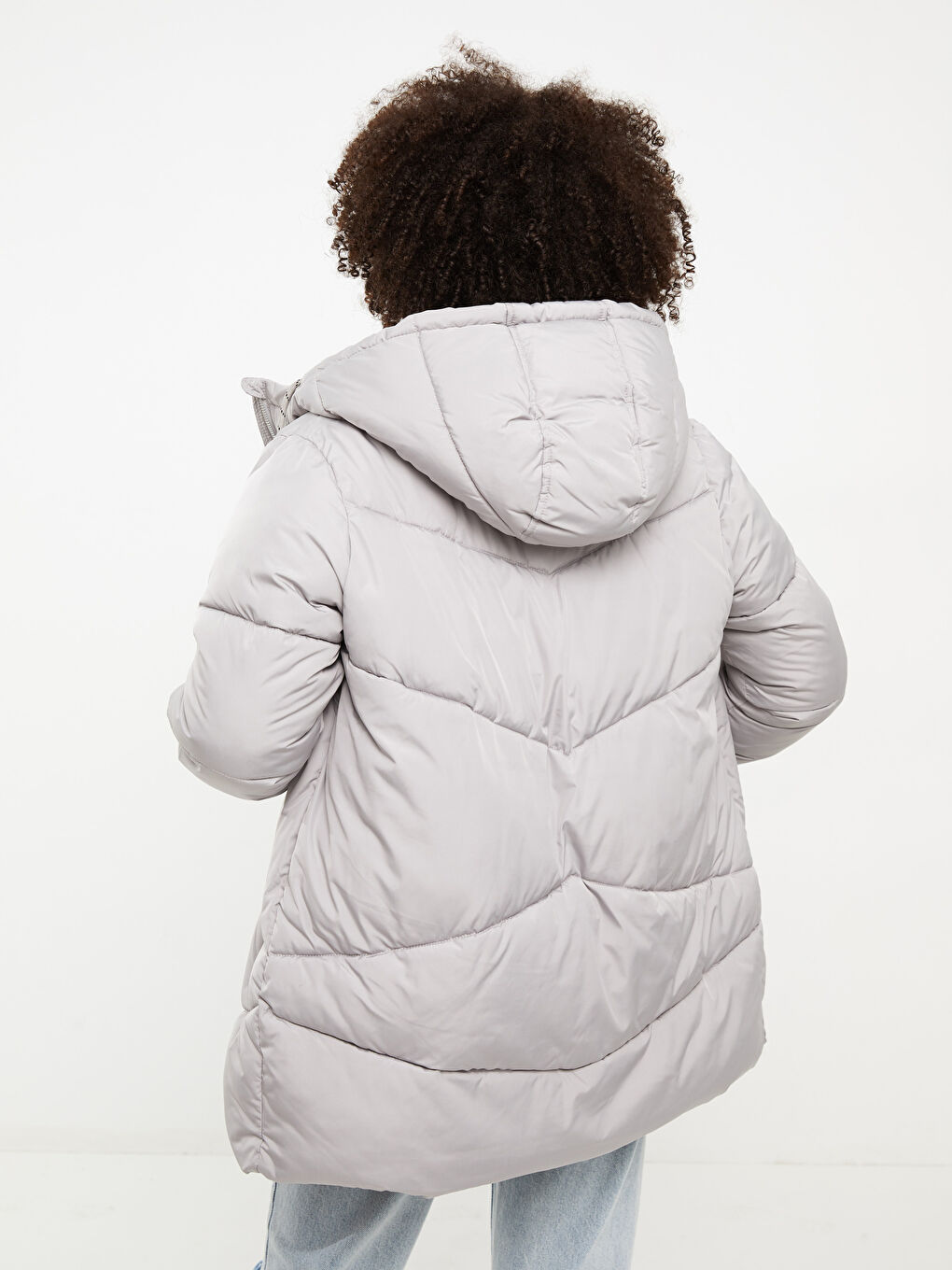 Women's Hooded Plain Puffer Coat-6