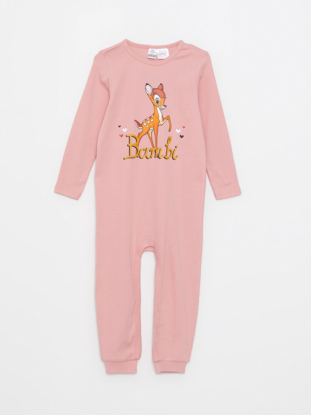 Crew Neck Long Sleeve Bambi Printed Cotton Baby Girl Jumpsuit 2-Pack-2