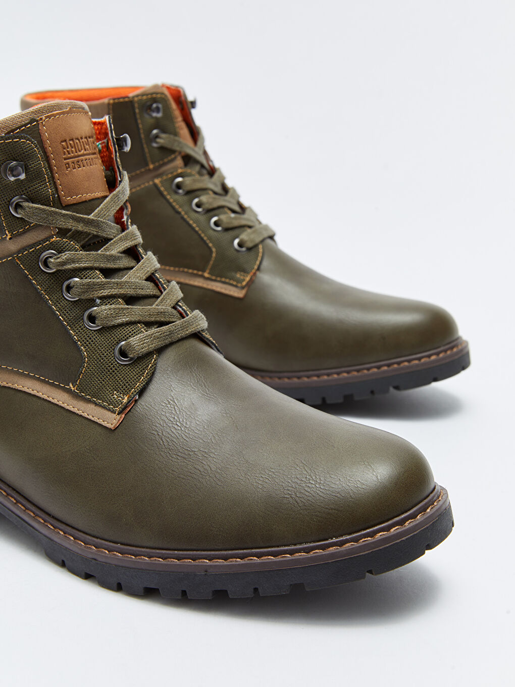 Leather Look Lace-up Ankle-Length Men's Boots-2