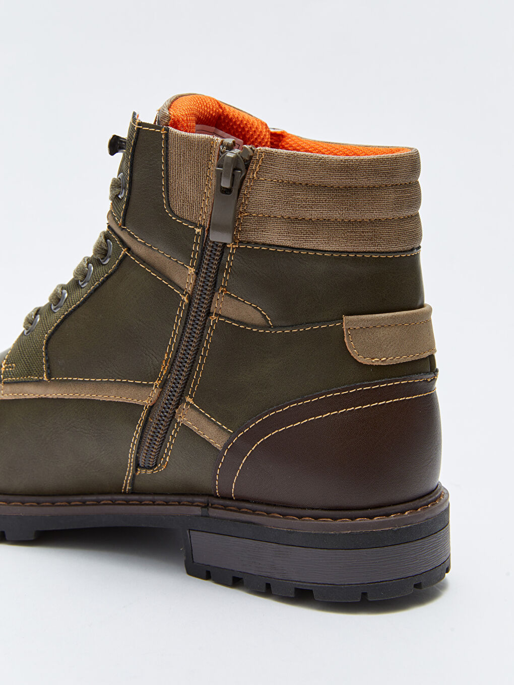 Leather Look Lace-up Ankle-Length Men's Boots-5