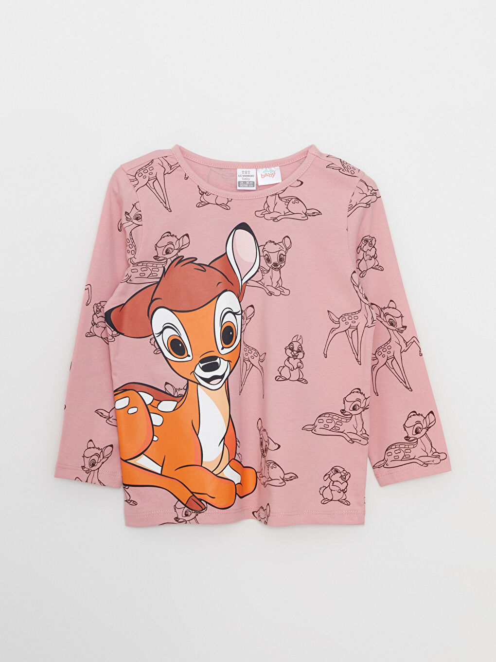 Ensemble de pyjama pour bébé filles imprimé Bambi à manches longues col rond-1