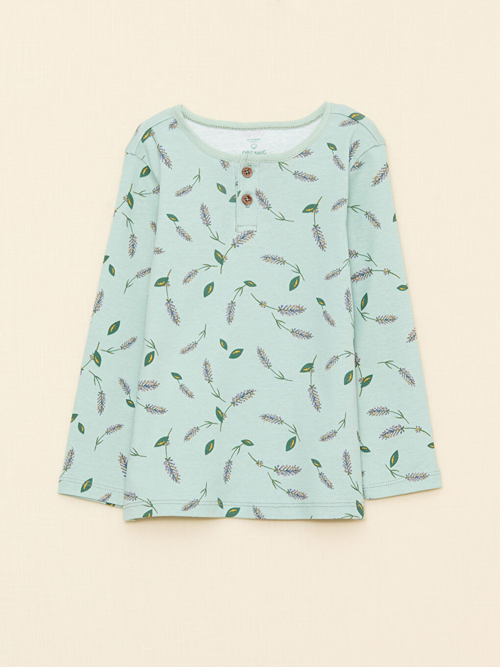 Пижамный комплект для малышек девочек с длинным рукавом, с принтом, из органического хлопка, с круглым вырезом-1