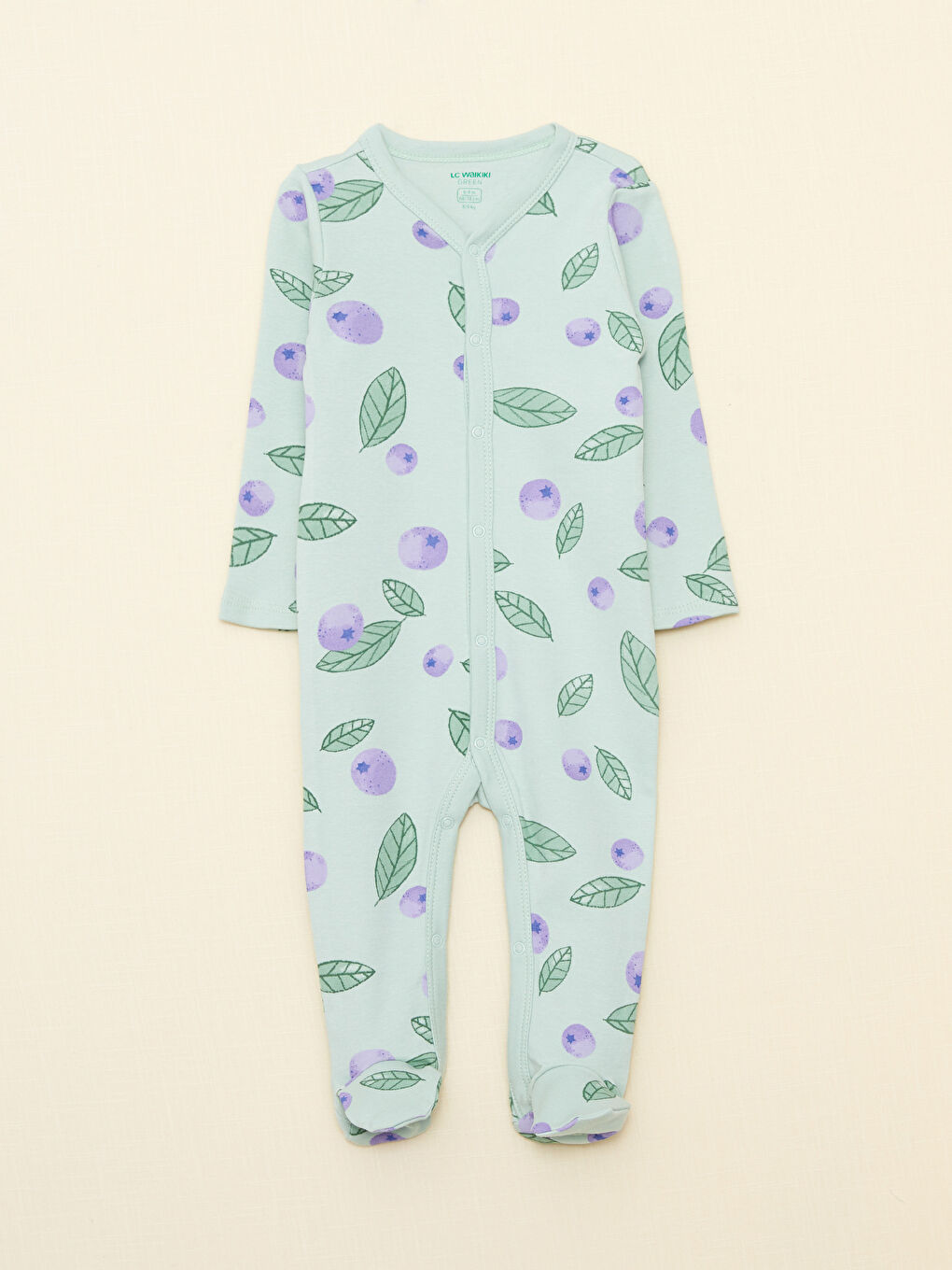 V Neck Long Sleeve Printed Organic Cotton Baby Girl Rompers 2-Pack-2