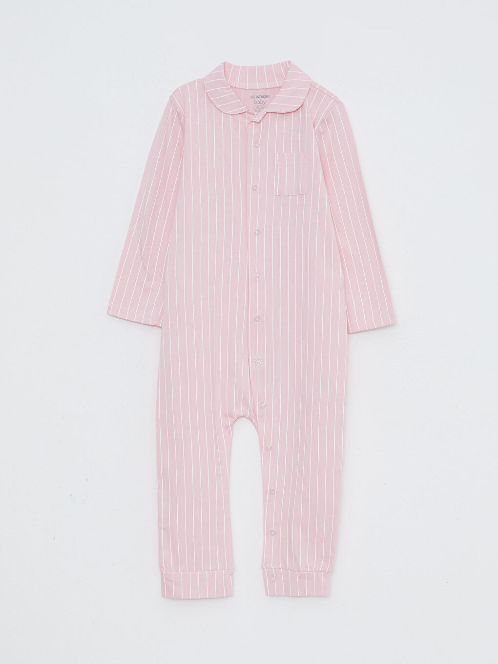 LCW baby Polo Neck Long Sleeve Striped Cotton Baby Girl Jumpsuit -W22081Z1-LHK