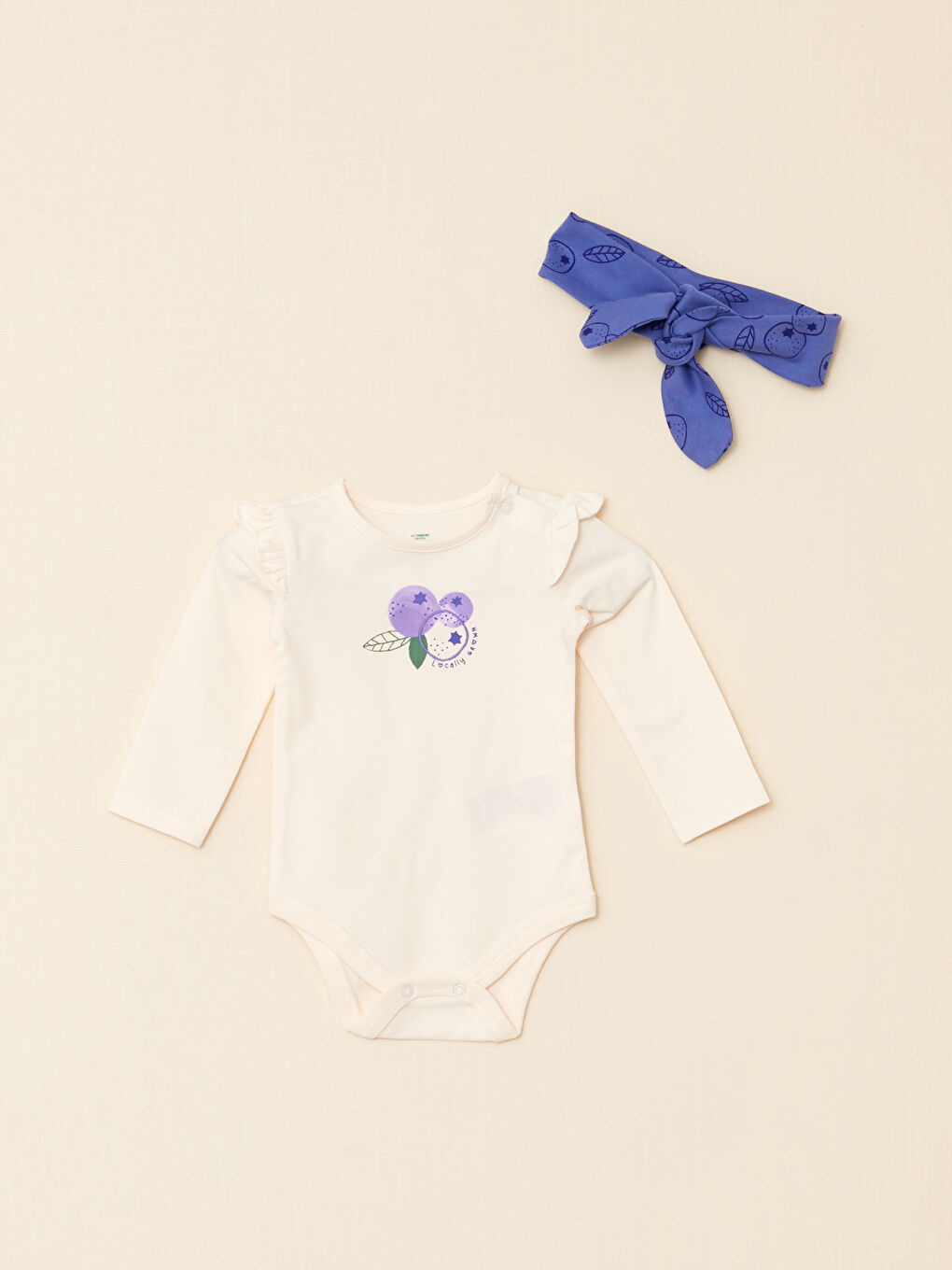 Crew Neck Long Sleeve Printed Organic Cotton Baby Girl 3-Pack Set-1