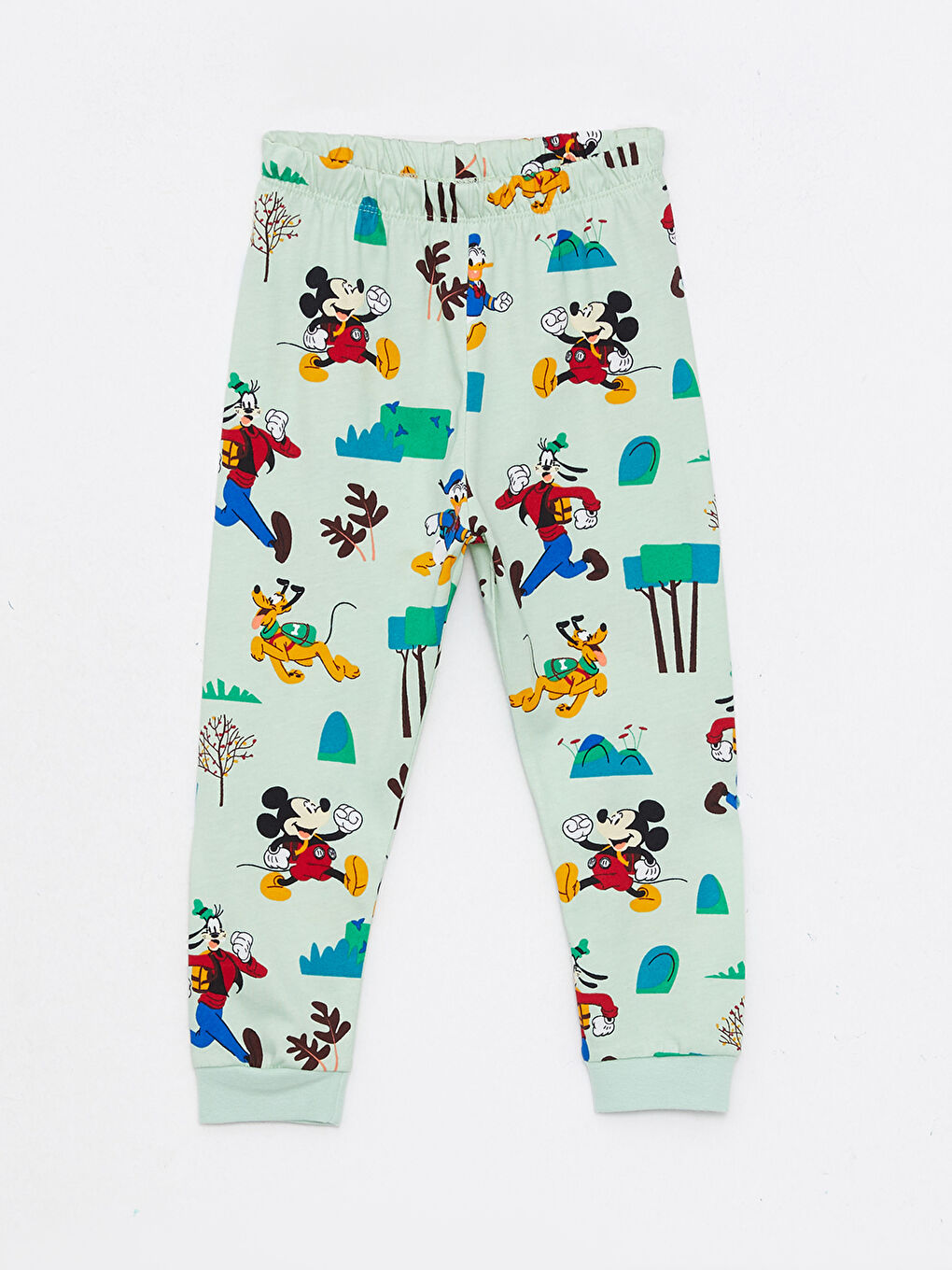 LCW baby Yeşil Bisiklet Yaka Uzun Kollu Mickey Mouse Baskılı Erkek Bebek Pijama Takım - 2