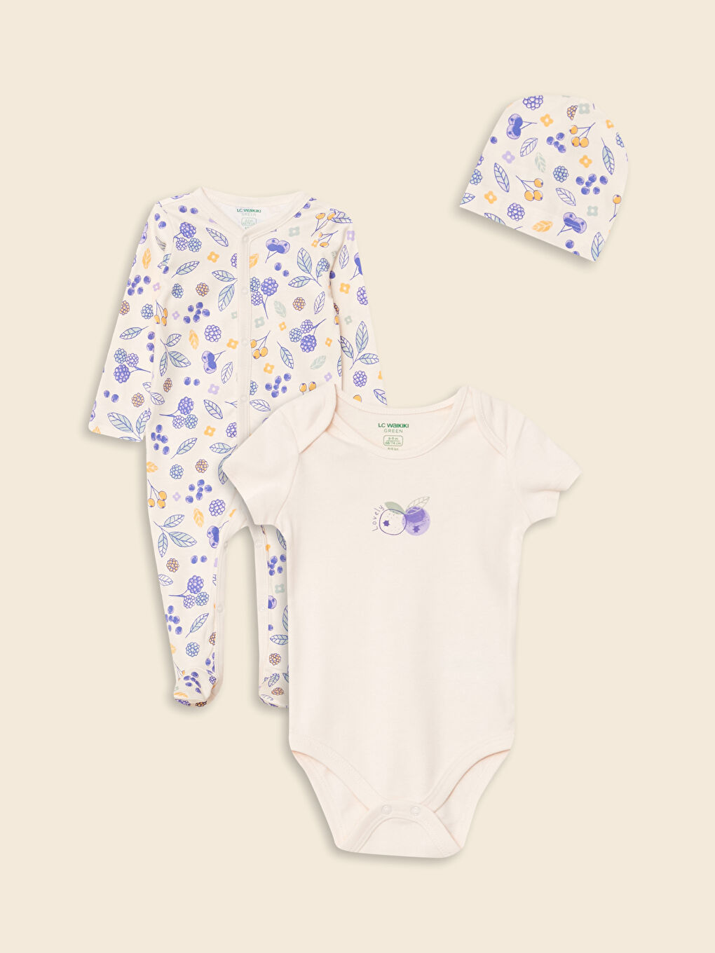 LCW baby Printed Organic Cotton Baby Girl Hospital Set -W22088Z1-LQB