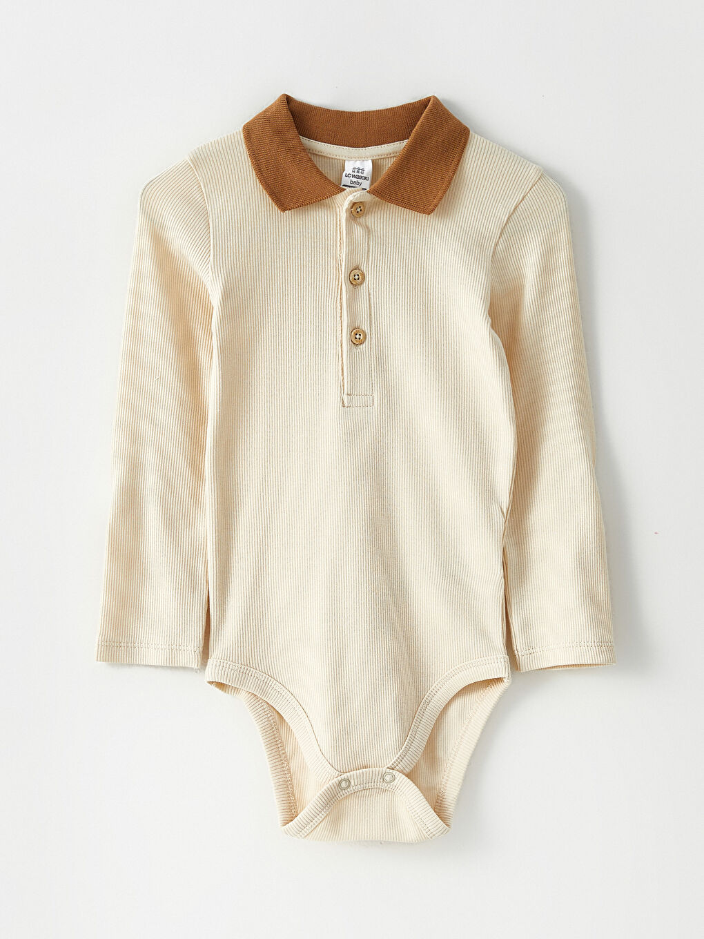 LCW baby Polo Yaka Uzun Kollu Basic Erkek Bebek Çıtçıtlı Body -W22089Z1-S6J