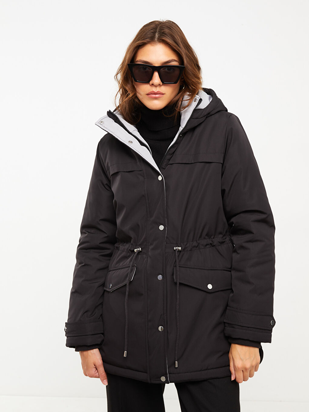 Hooded Regular Long Sleeve Women's Parka-1