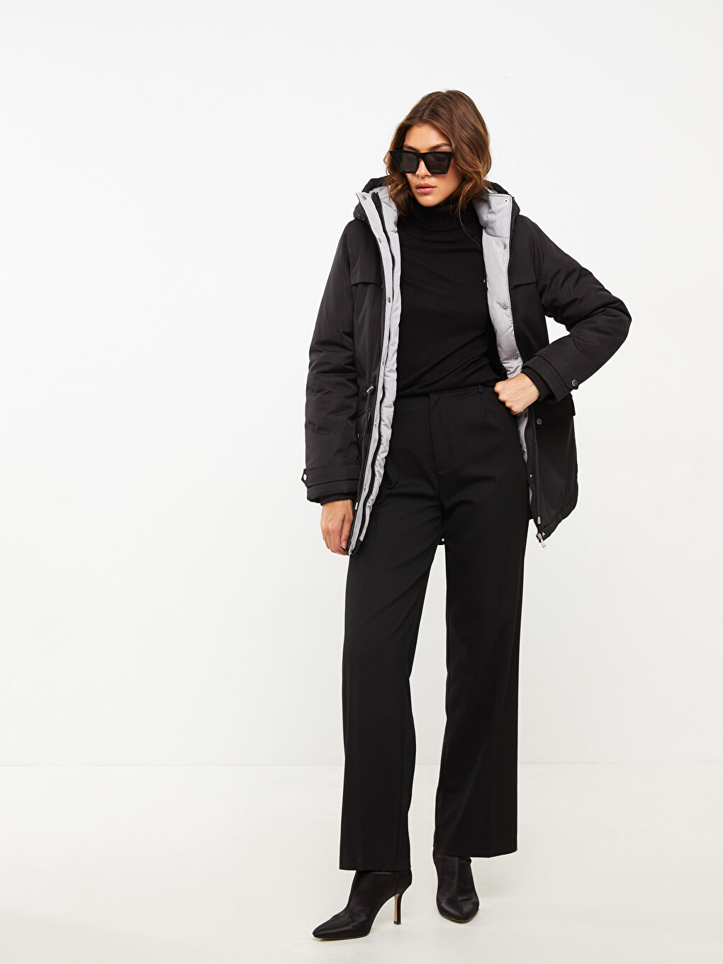 Hooded Regular Long Sleeve Women's Parka-2