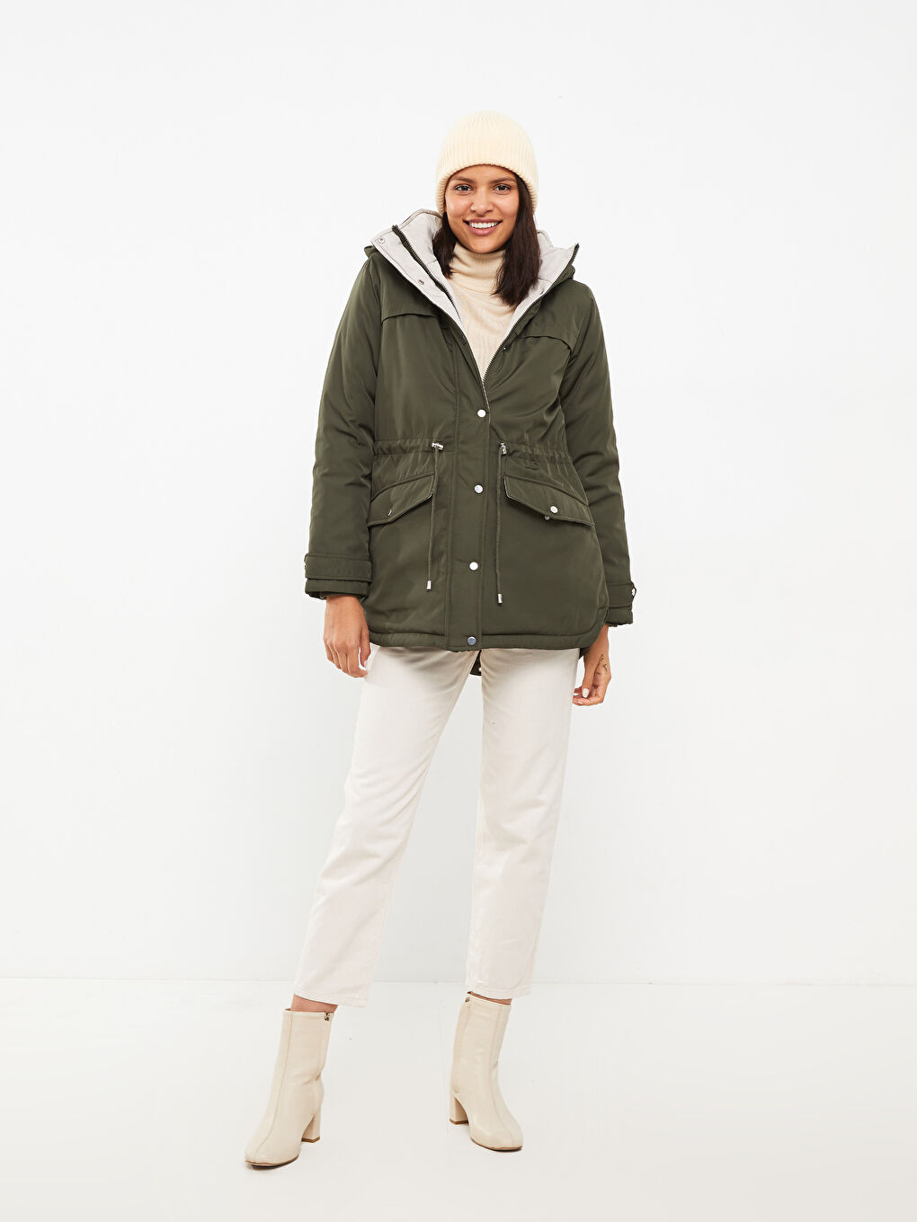 Parka cu glugă, mânecă lungă, pentru femei-2