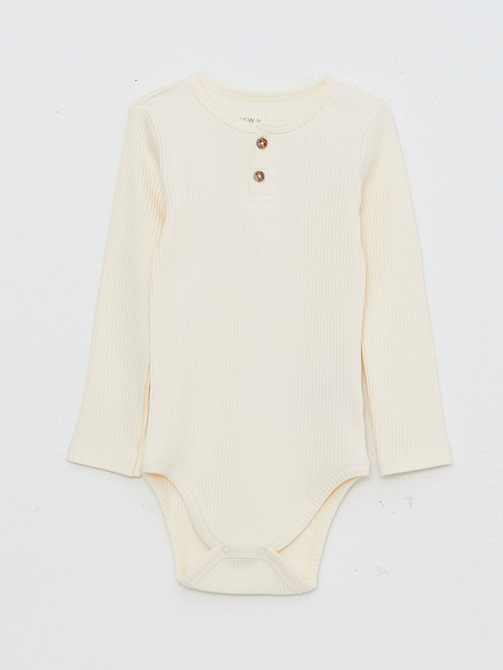 طقم بدلة جسم بيبي ولادي قطن بأكمام طويلة وياقة دائرية بزرار كباس قطعتين-1