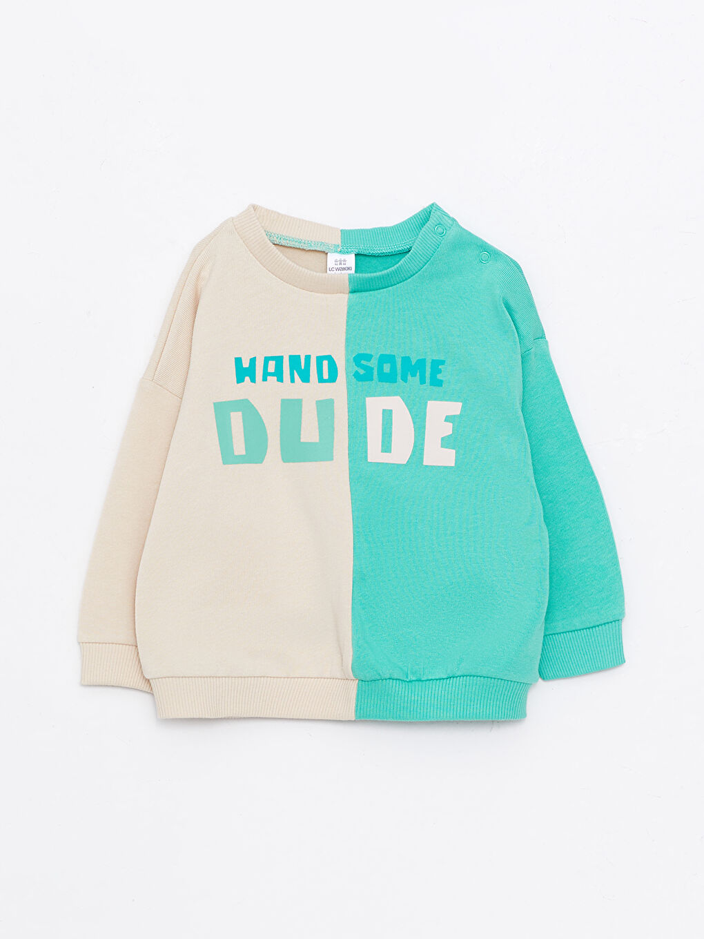 طقم بلوزة كم طويل بياقة دائرية مطبوعة للأولاد الرضع وبنطلون - مجموعة من قطعتين-1