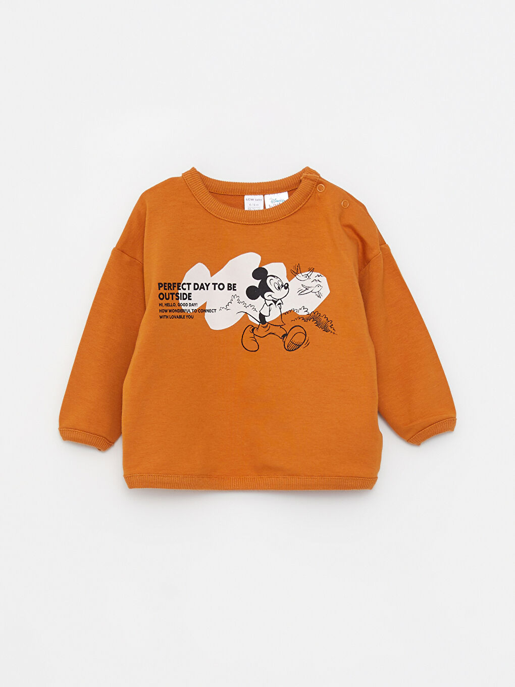 سويت شيرت وبنطلون للأولاد الرضع بياقة دائرية مطبوع ميكي ماوس وكم طويل-1