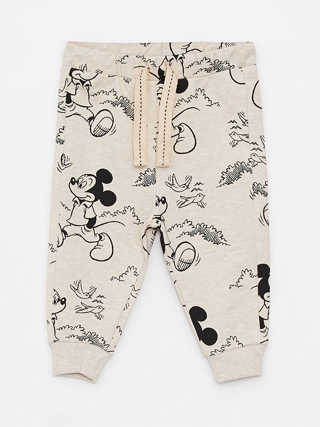 سويت شيرت وبنطلون للأولاد الرضع بياقة دائرية مطبوع ميكي ماوس وكم طويل-2