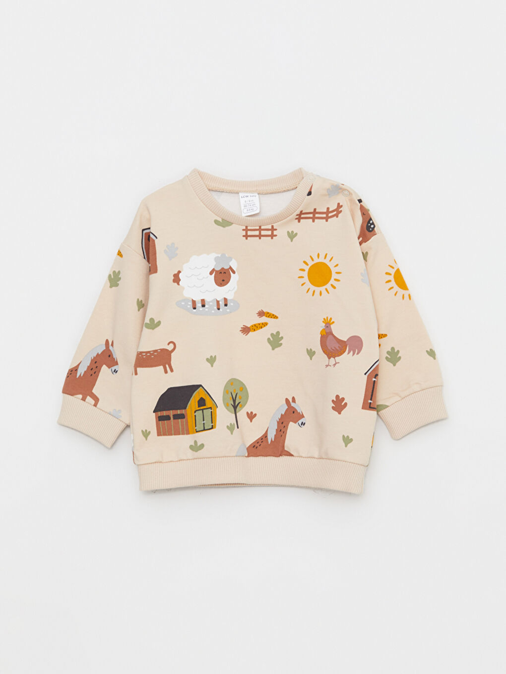 Crew Neck Long Sleeve Printed Baby Boys' Sweatshirt-1
