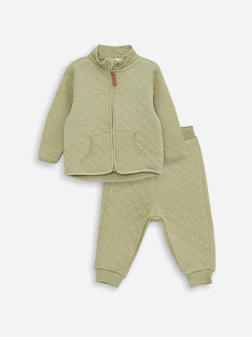 LCW baby Trichterkragen Gesteppt Gemustert Langarm Baby Jungen Cardigan mit Reißverschluss und Hose 2er-Pack Set -W22108Z1-S78