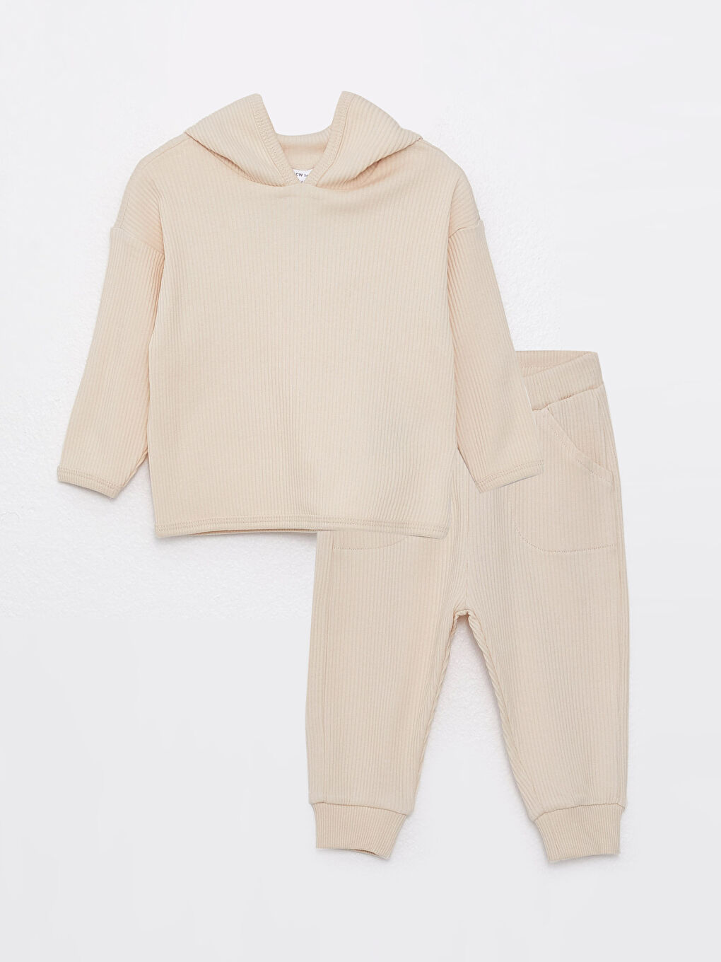 Set 2 Bucăți Hanorac cu Glugă și Mânecă Lungă Basic pentru Bebeluși Băieți și Pantaloni