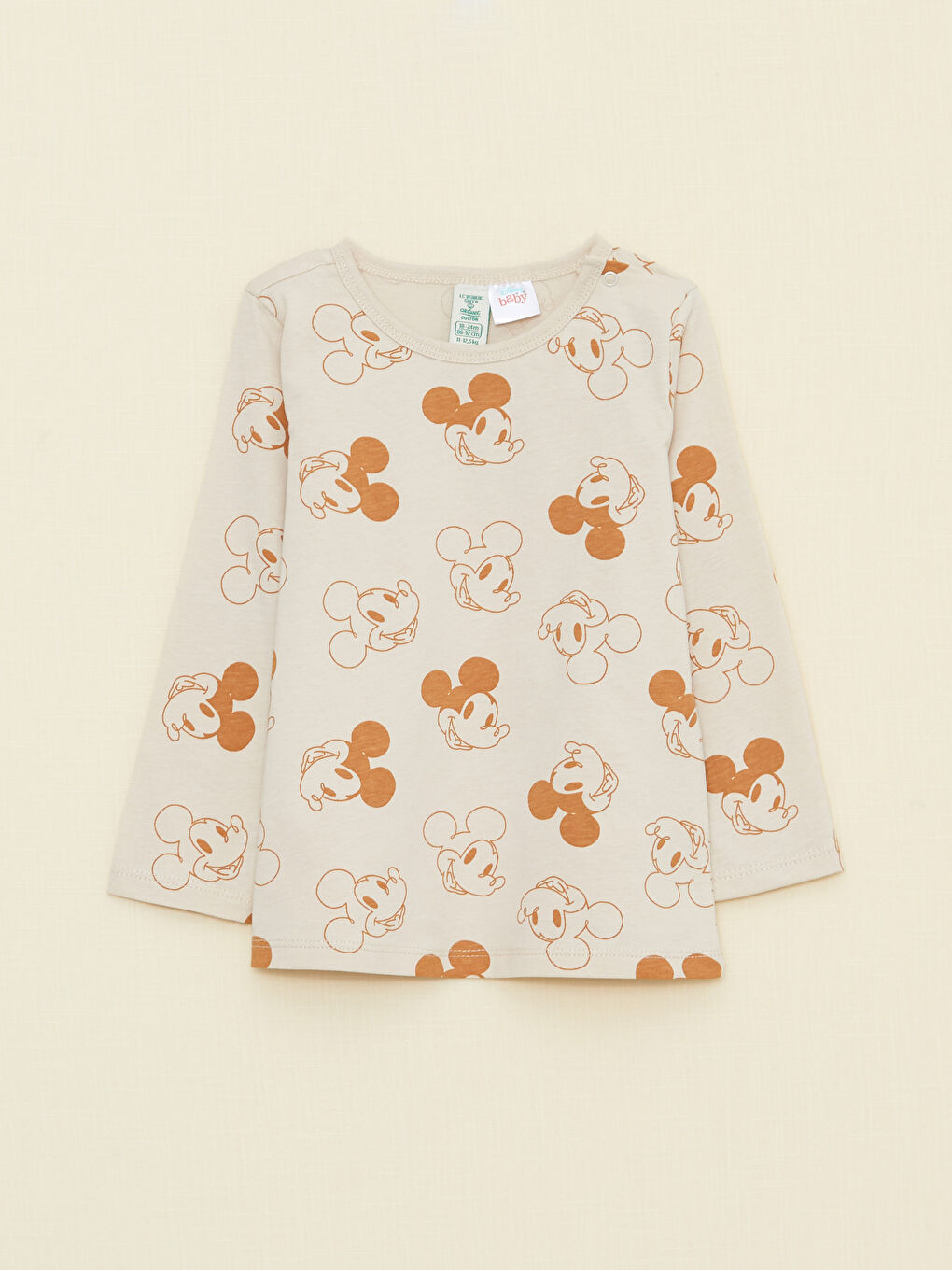 Ensemble de Pyjama Bébé Garçon en Coton Bio Imprimé Mickey Mouse à Manches Longues et Col Rond-1