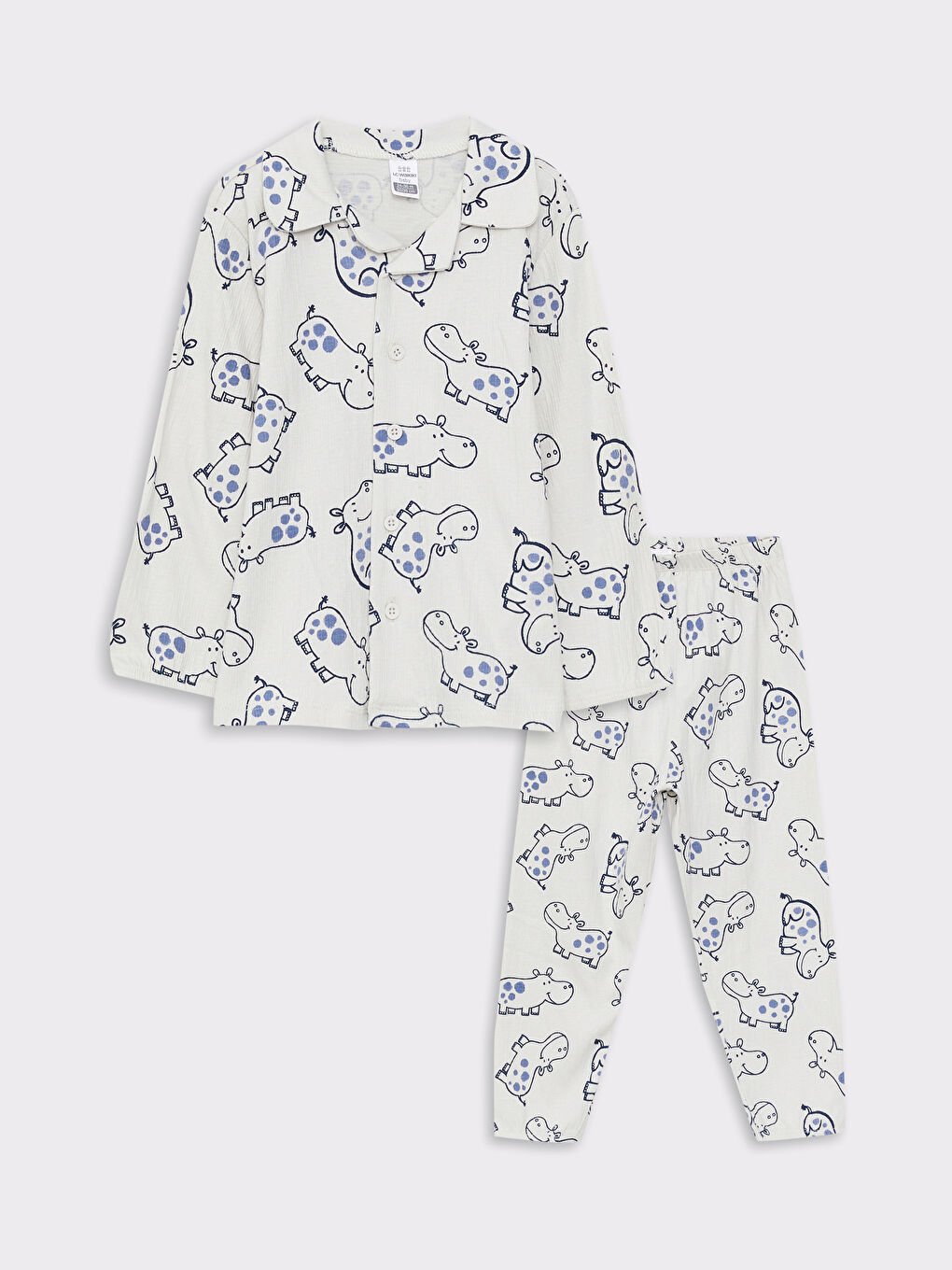 LCW baby Polo Yaka Uzun Kollu Baskılı Erkek Bebek Pijama Takım -W22130Z1-LQE