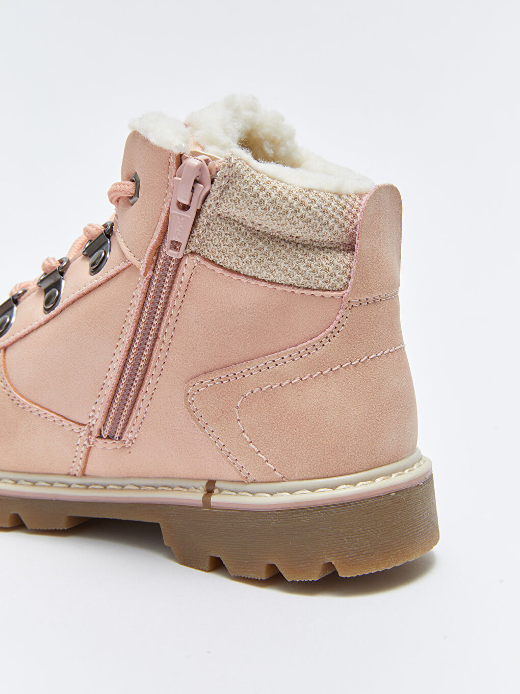 Faux Leather Laces and Zipper Closure Girls' Boot-5