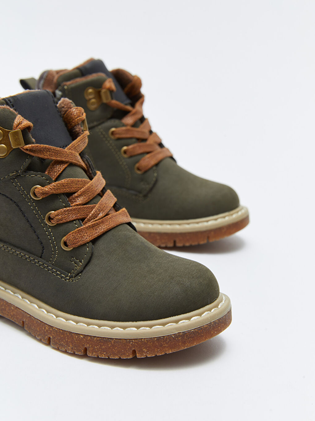 Leather Look Zippered and Laced Baby Boy Boots-2