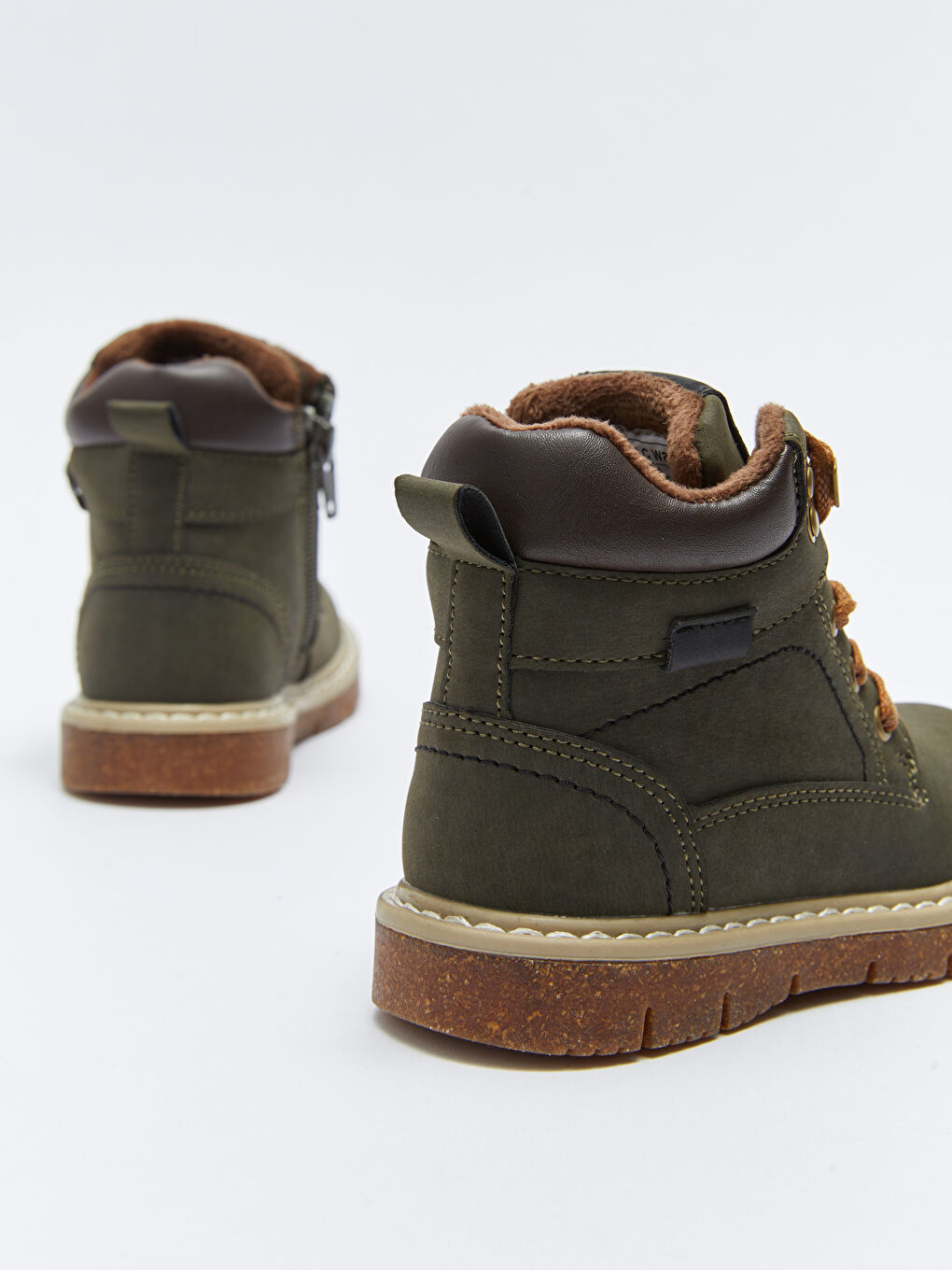 Leather Look Zippered and Laced Baby Boy Boots-4