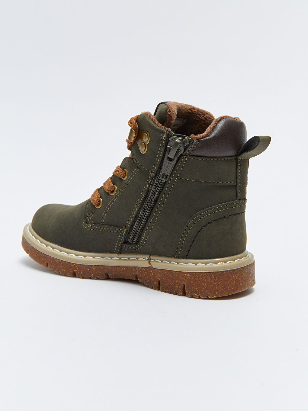 Leather Look Zippered and Laced Baby Boy Boots-5