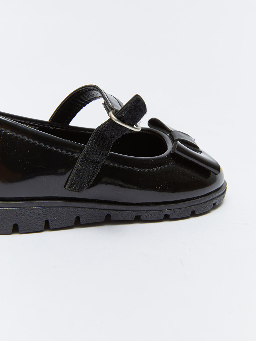 Hook and Loop Bow Detailed Girls' Flats-5