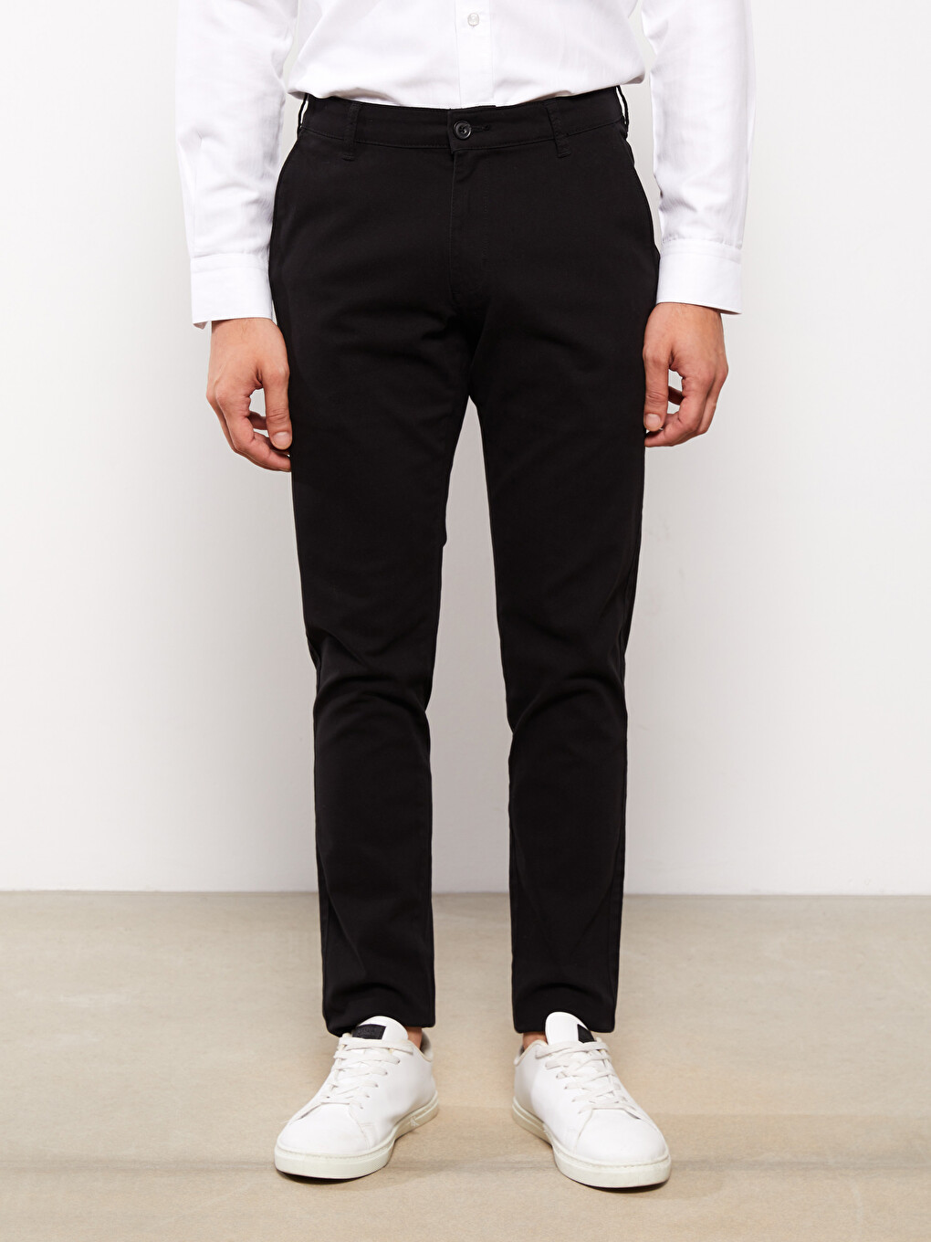 Siyah Ekstra Dar Kalıp Gabardin Erkek Chino Pantolon-3