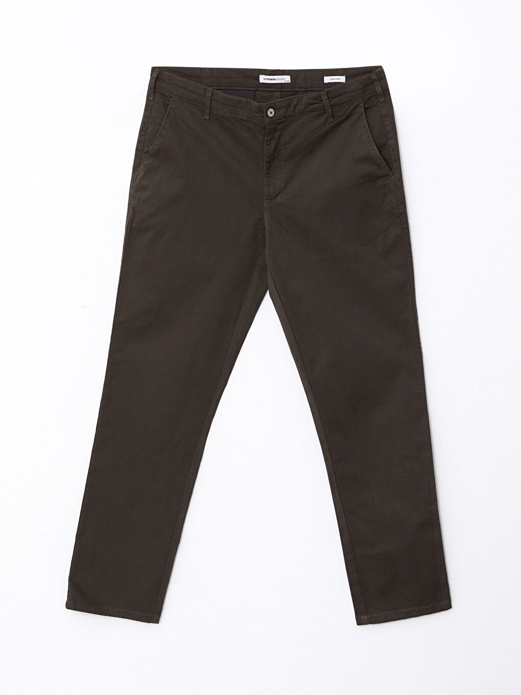 LCWAIKIKI Classic Koyu Haki Dar Kalıp Gabardin Erkek Chino Pantolon - 5