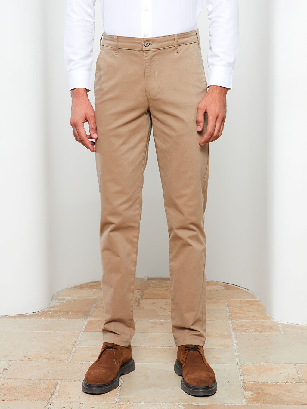 LCWAIKIKI Classic Bej Dar Kalıp Gabardin Erkek Chino Pantolon - 2