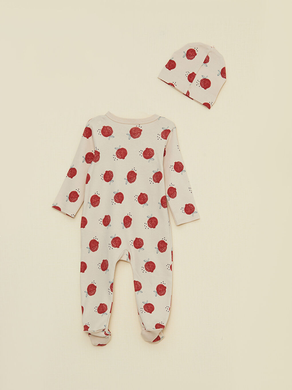 Crew Neck Long Sleeve Printed Organic Cotton Baby Boy Rompers and Beanie 2-Pack-4