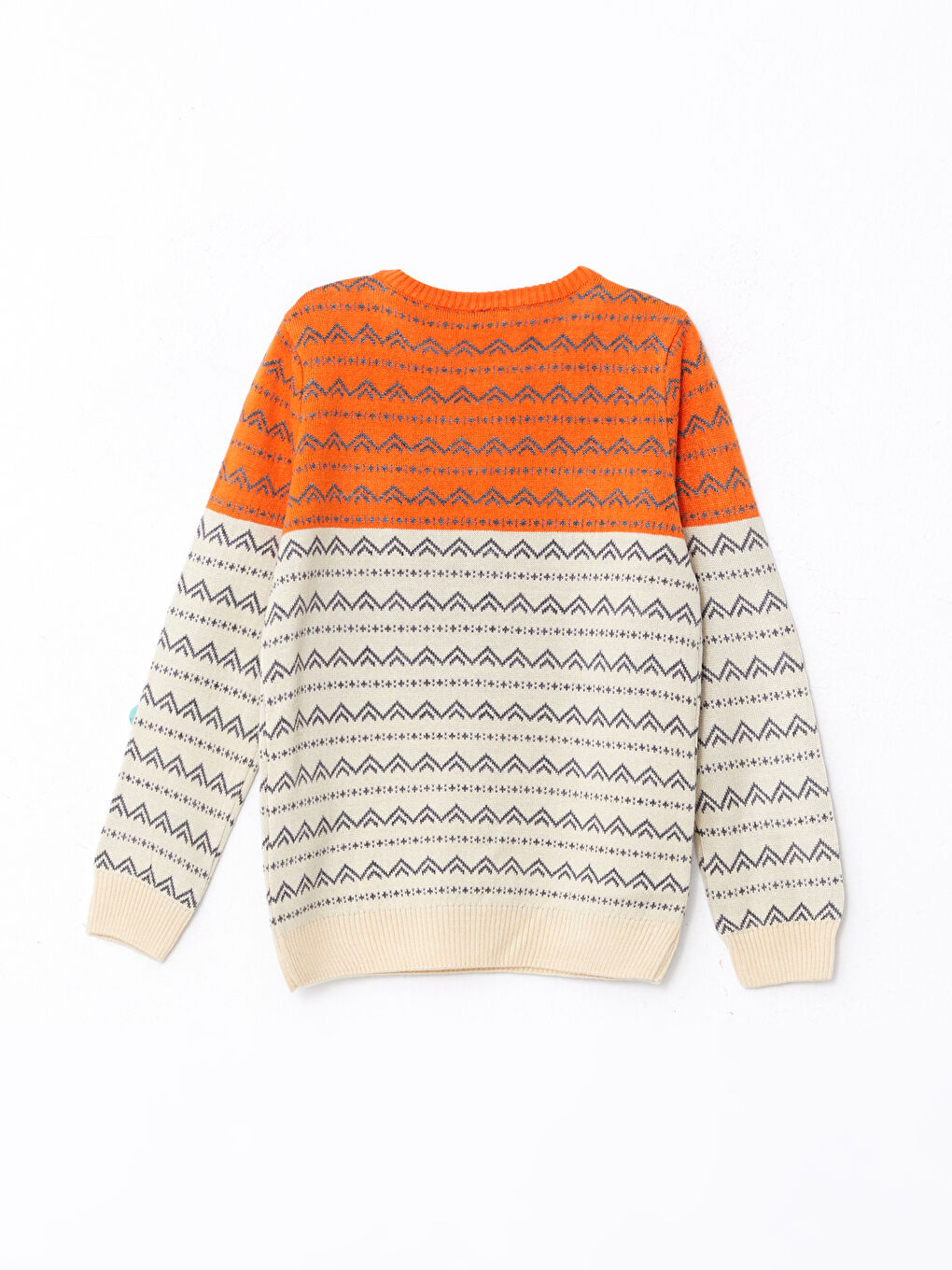 Pulover Tricotat Băieți cu Model, Mânecă Lungă, Guler Rotund-1