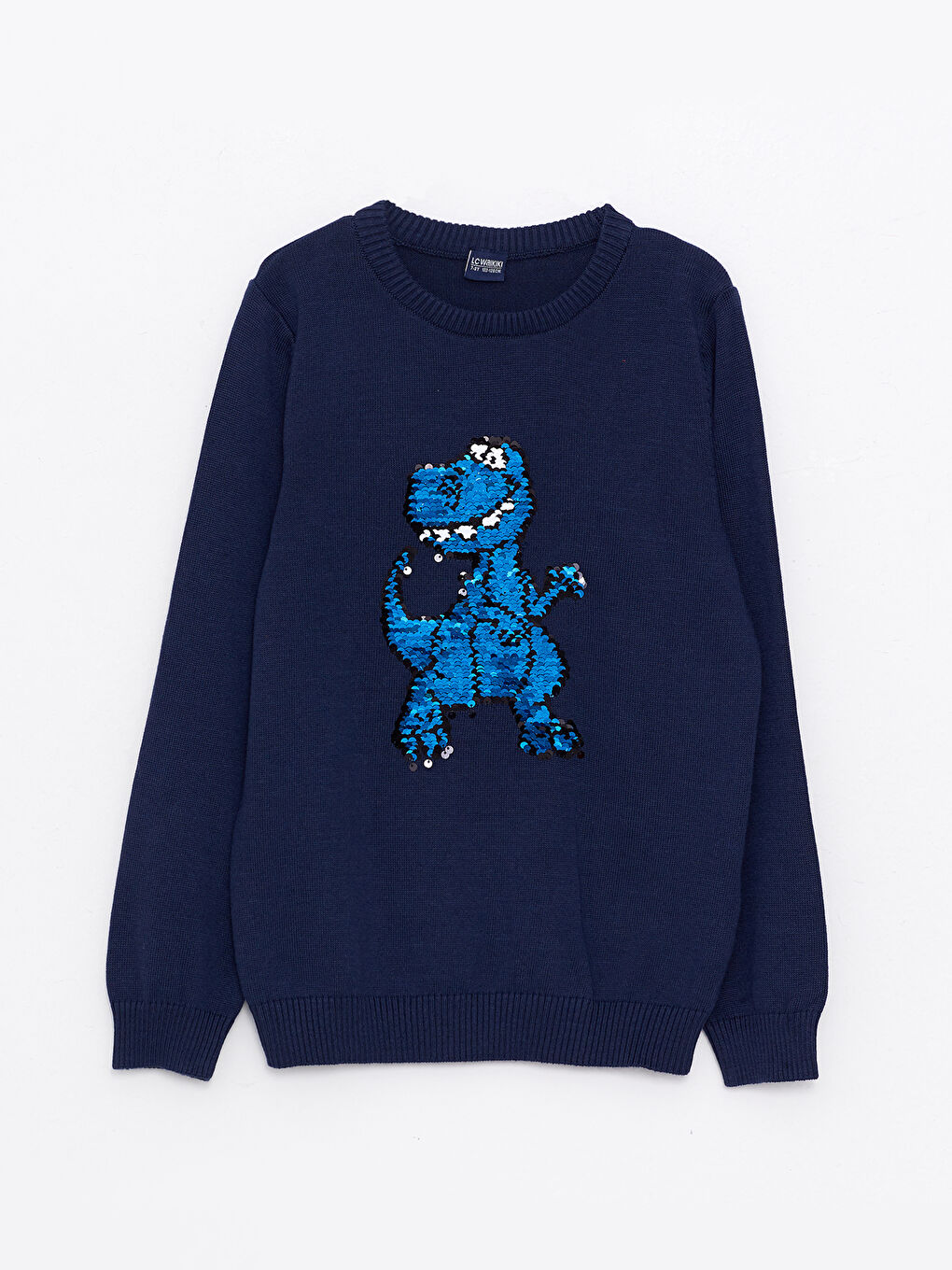 LCW Kids Crew Neck Two-way Sequin Long Sleeve Boy Tricot Sweater -W22205Z4-NOO