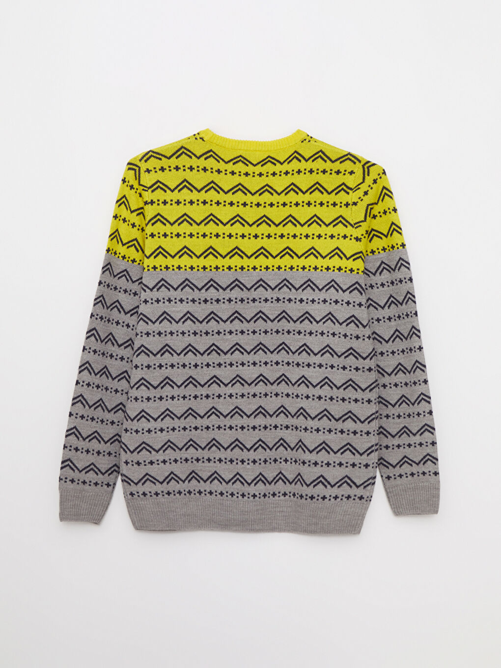 سترة تريكو ياقة دائرية كم طويل منقوشة - اولاد-1