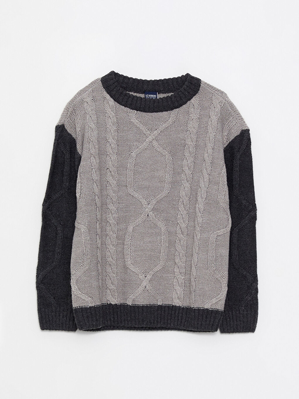 LCW Kids Rundhalsausschnitt Geflochtenes Gemustertes Langarm Jungen Strickpullover -W22231Z4-LAL