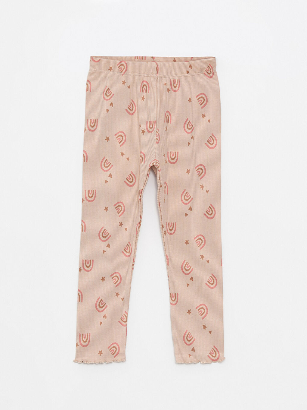 Bej Bisiklet Yaka Uzun Kollu Baskılı Kız Bebek Pijama Takımı-2