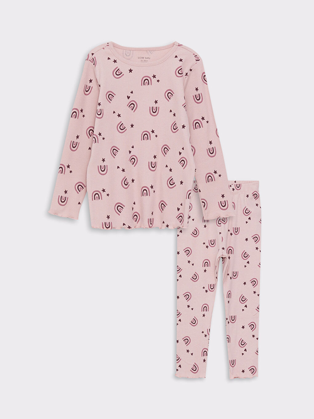 Crew Neck Long Sleeve Printed Baby Girls' Pyjama Set