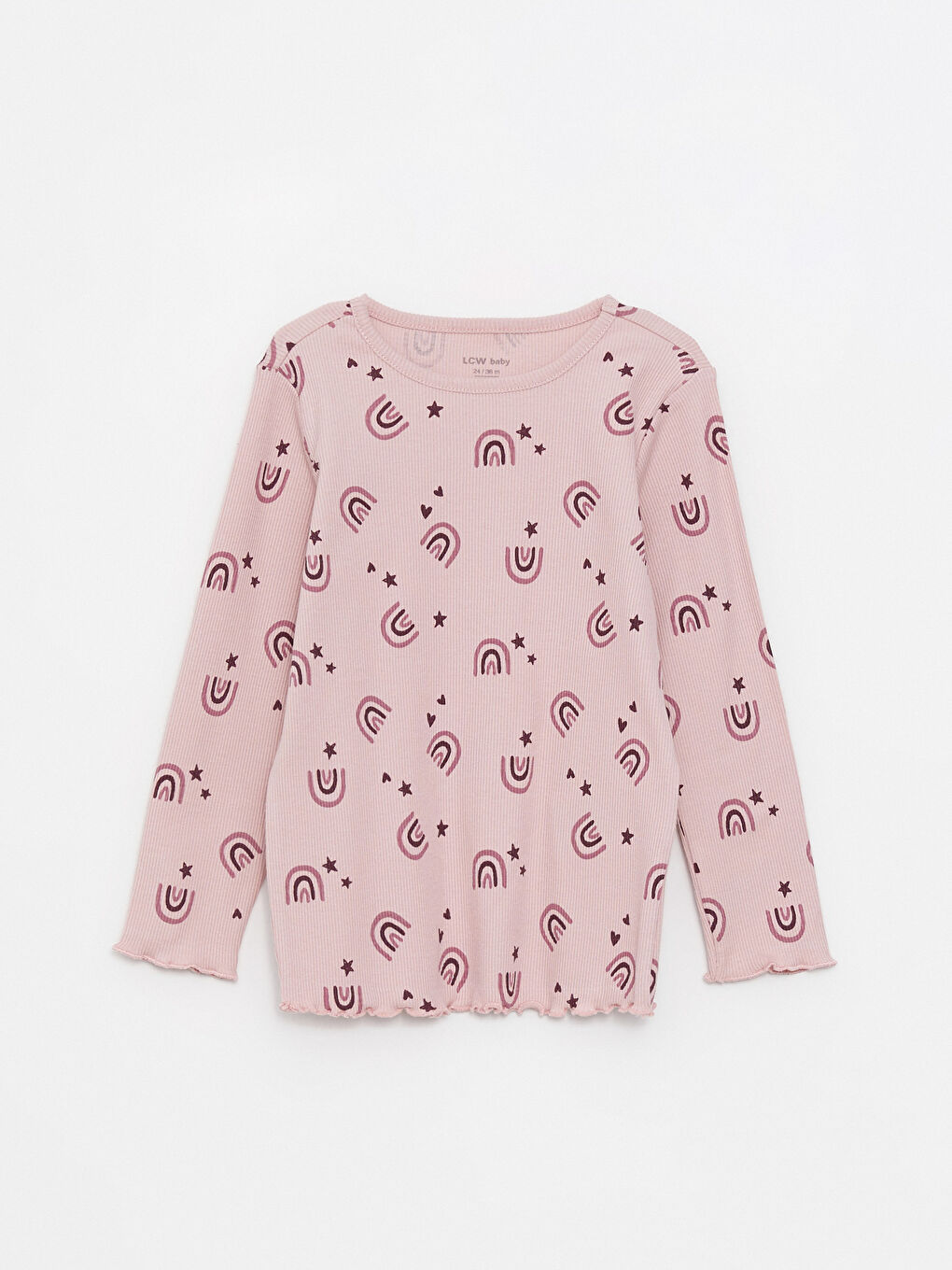 Crew Neck Long Sleeve Printed Baby Girls' Pyjama Set-1