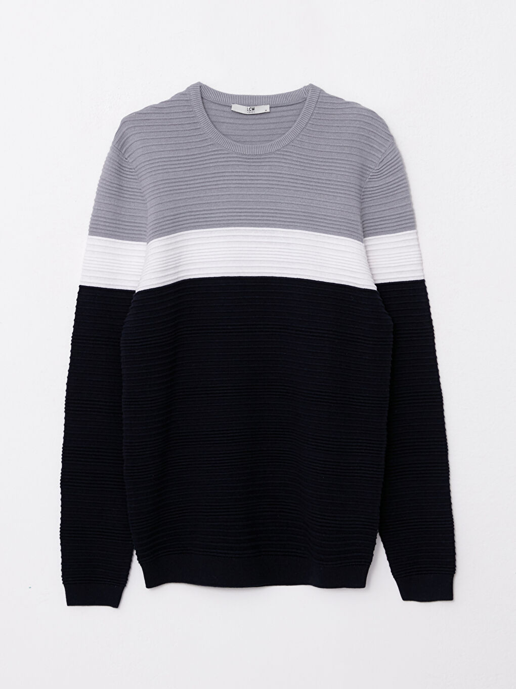 LC Waikiki Crew Neck Long Sleeve Color Block Men's Knitwear Sweater -W22271Z8-LAL