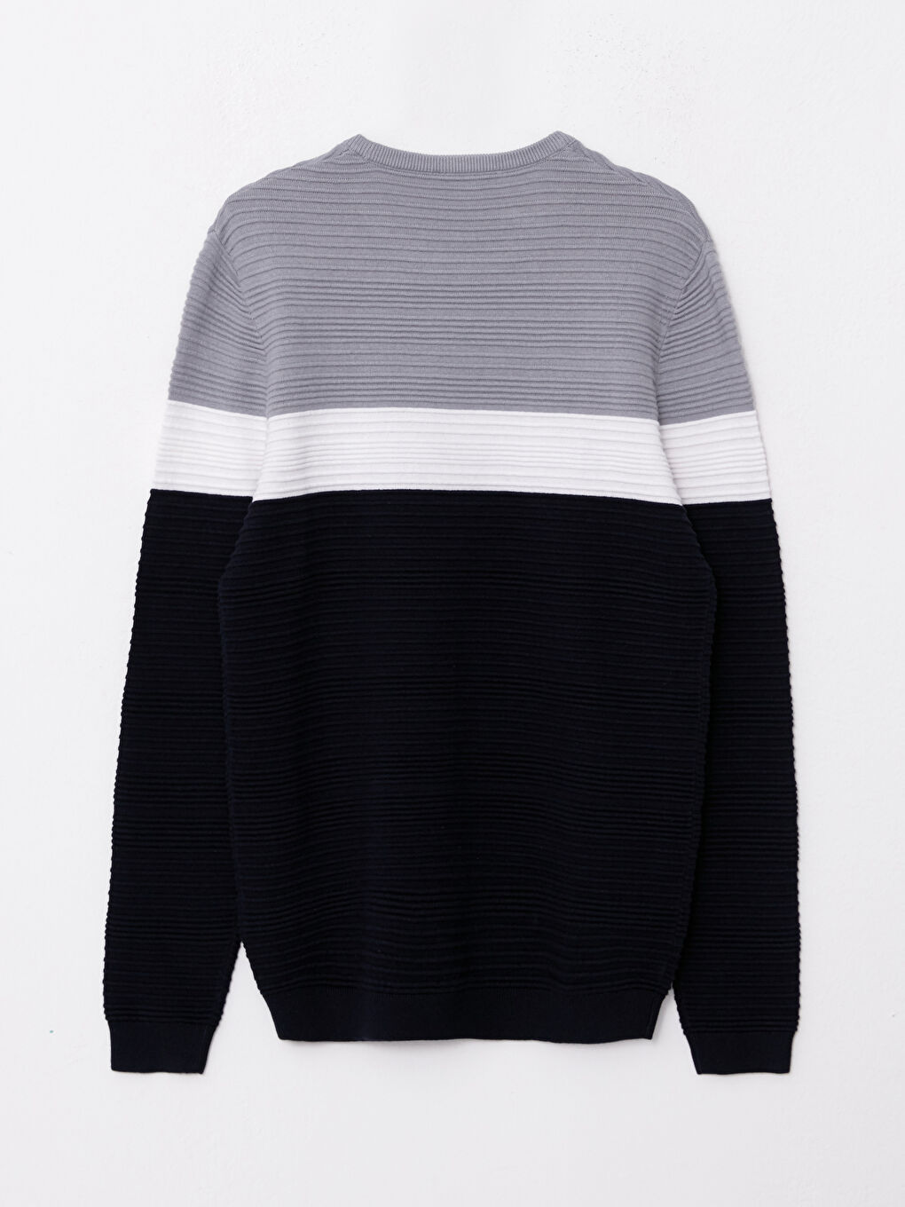 LC Waikiki Crew Neck Long Sleeve Color Block Men's Knitwear Sweater -W22271Z8-LAL