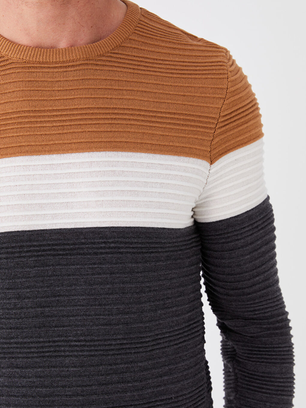 LCW Vision Rundhalsausschnitt Langarm Farbblock Herren Strickpullover -W22271Z8-JJL