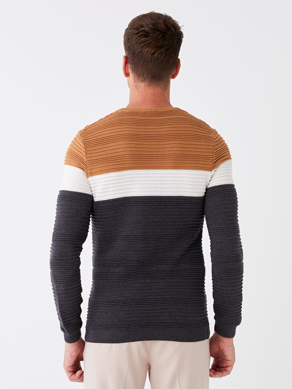 LCW Vision Rundhalsausschnitt Langarm Farbblock Herren Strickpullover -W22271Z8-JJL