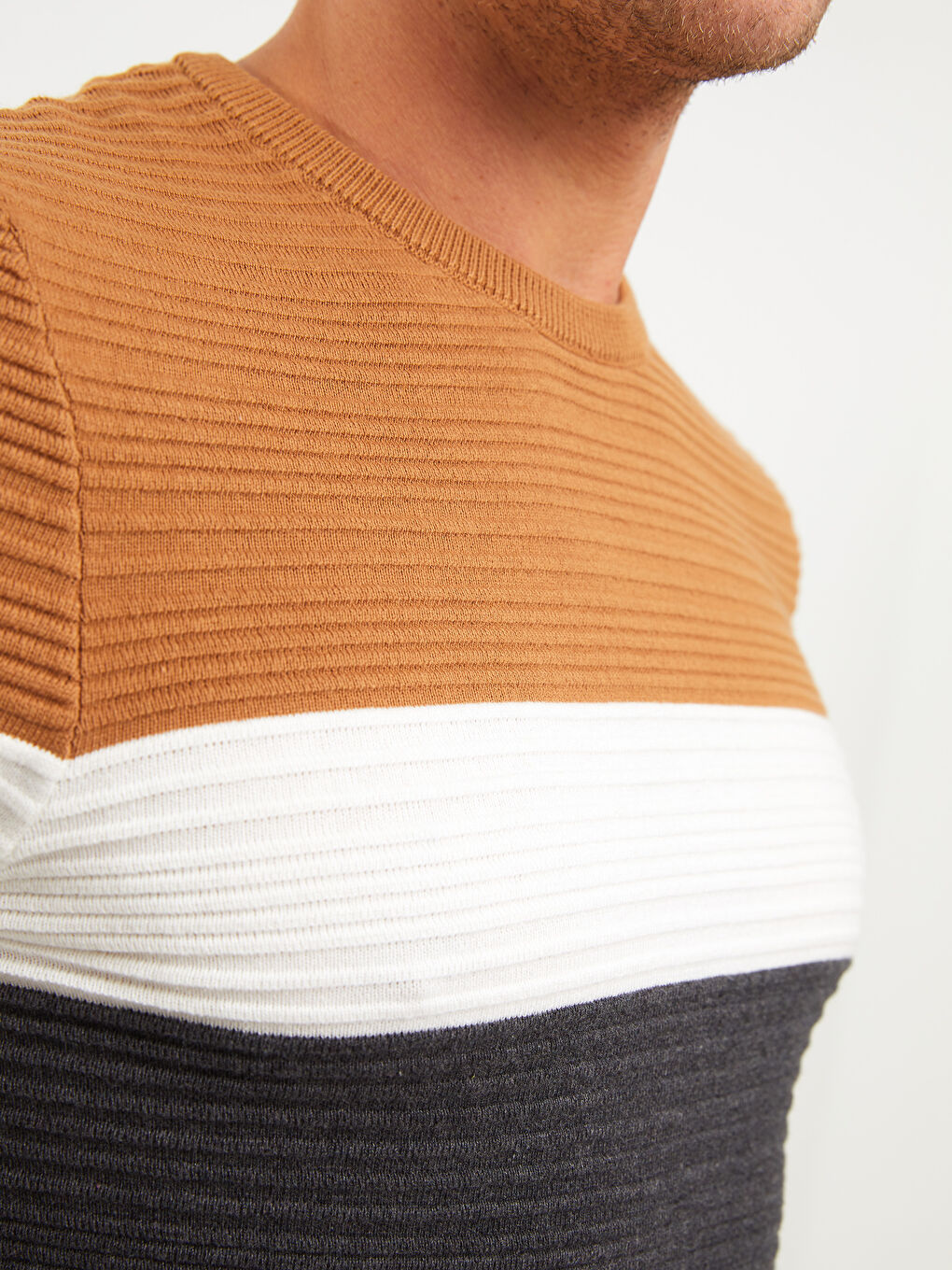 LCW Vision Rundhalsausschnitt Langarm Farbblock Herren Strickpullover -W22271Z8-JJL