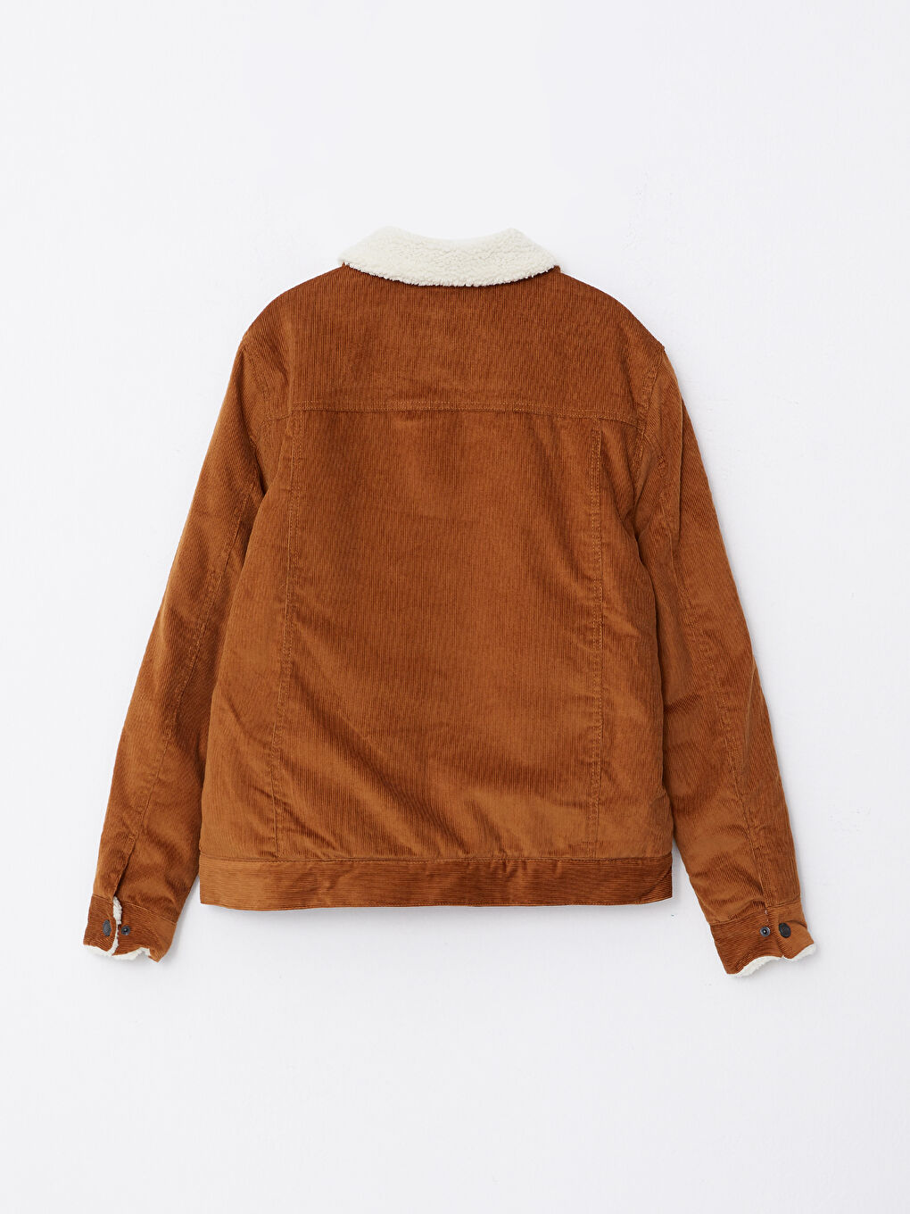 Bej Standart Kalıp Gömlek Yaka Erkek Kadife Mont-5