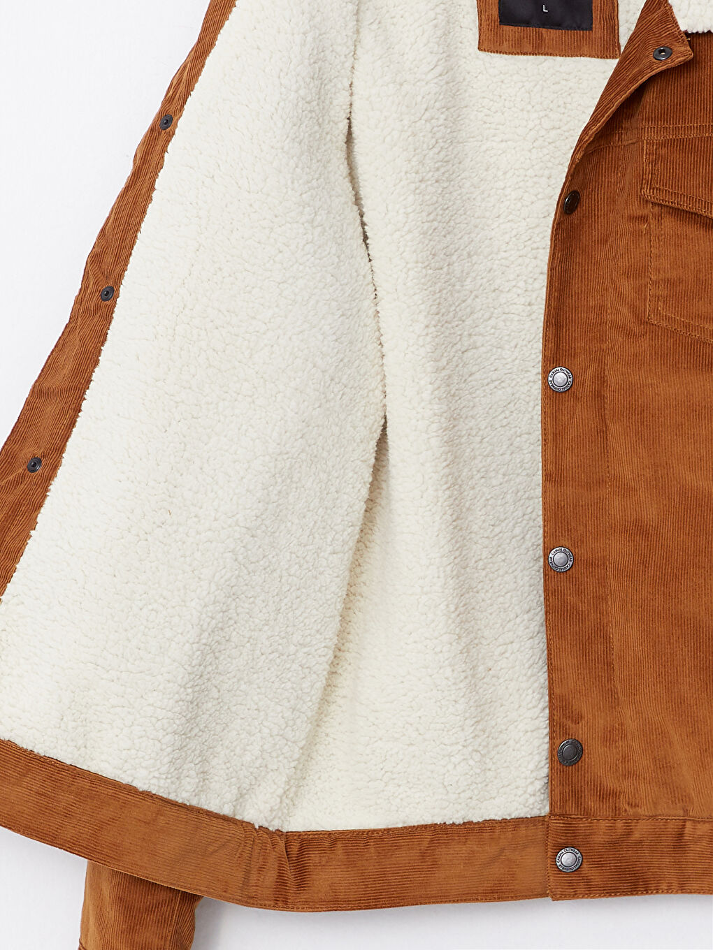 Bej Standart Kalıp Gömlek Yaka Erkek Kadife Mont-6